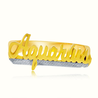 The Two Tone Script Name Ring
